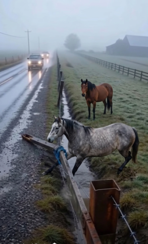Tragically Trapped in a Cold Roadside Ditch: Will This Helpless Foal Survive the Morning?