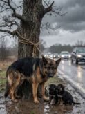 The Highway Nightmare: How Luna and Her Puppies Survived a Frightening Storm