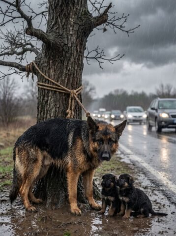 The Highway Nightmare: How Luna and Her Puppies Survived a Frightening Storm